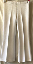 VINTAGE 70'S ALEX COLMAN WHITE WAFFLE POLY PULL ON ABOVE ANKLE PANTS, 32" WAIST
