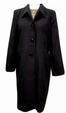 NWT Vince Camuto Womens Single-Breasted Coat 12 Jet Black Polyester Rayon Blend