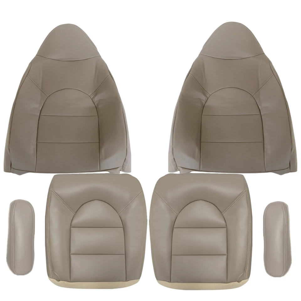 Cubierta de asiento delantera de cuero tostado para Ford F250 F350 Super Duty Lariat XLT 1999 2000 Foto 2 de 4
