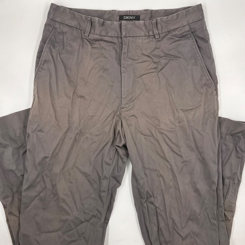 DKNY Mens Dress Pant Size 31 Brown Cotton Flat Front Straight Leg