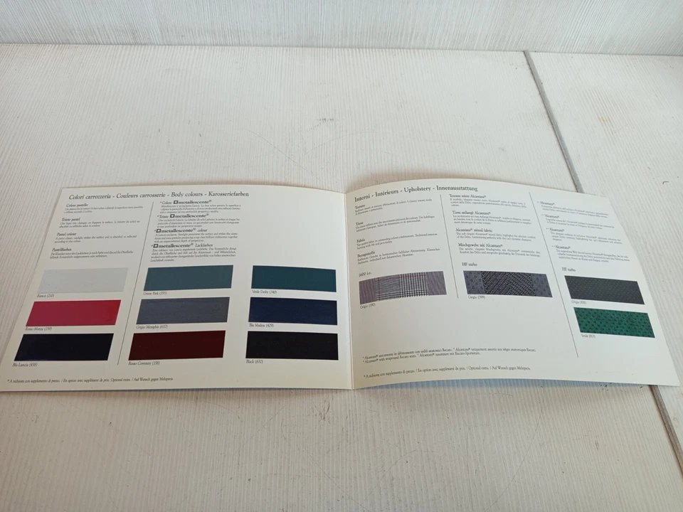 campionario tabella colori originale 1992 Lancia Delta HF Turbo cat 1600 i.e. - Immagine 3 di 4