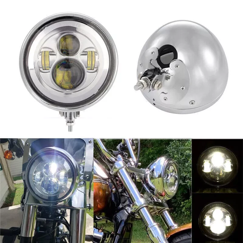 7" LED Headlight DRL W/ Housing Bucket For Harley Street Glide Touring Road King Foto 4 de 4