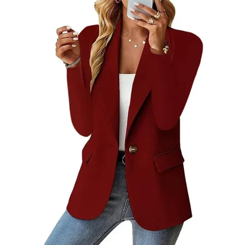 Damen Blazer Jacke Elegant Büro Mantel Formell Herbst Winter Slim Einfarbig Neu - Bild 9 von 26