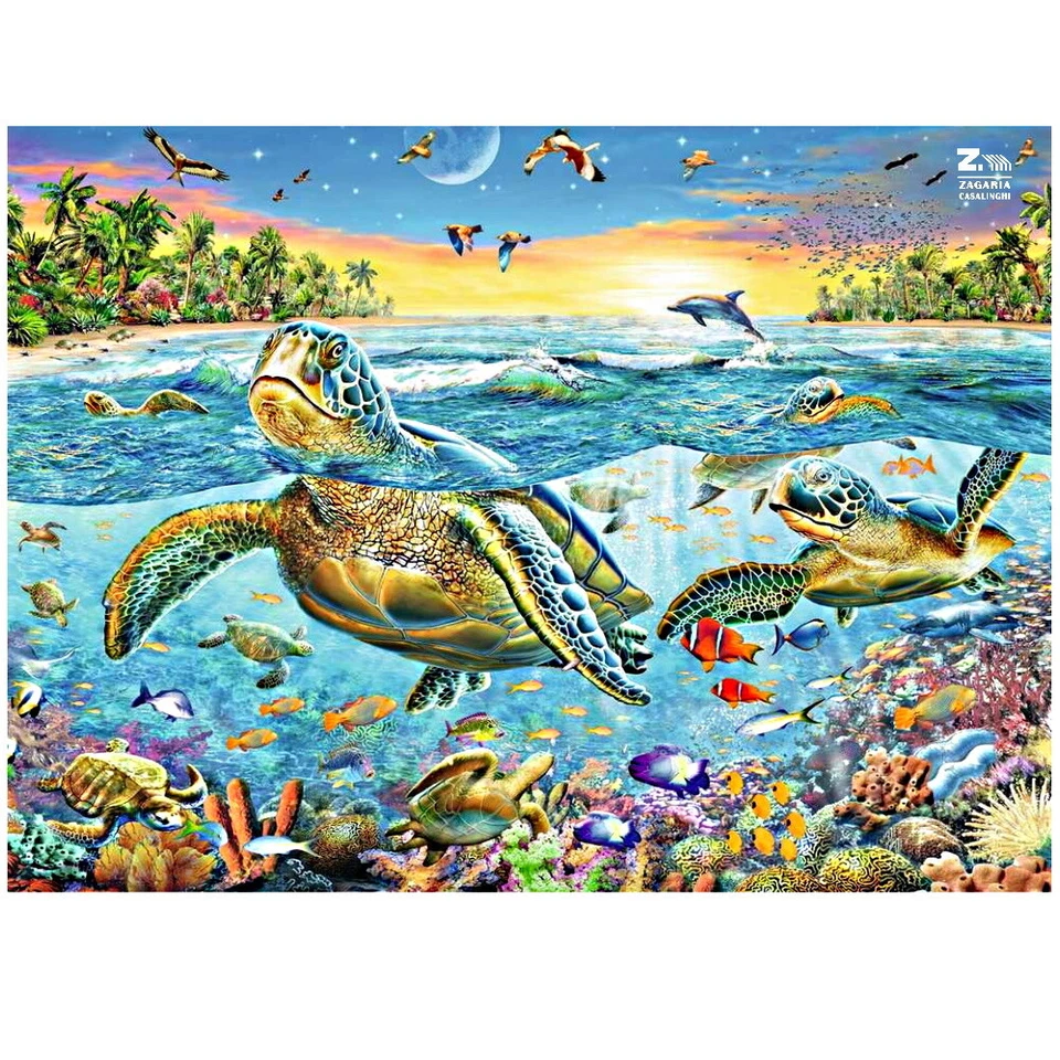 PUZZLE 100 Pz LE TARTARUGHE MARINE PER BAMBINI + 6 ANNI RAVENSBURGER - Immagine 2 di 2