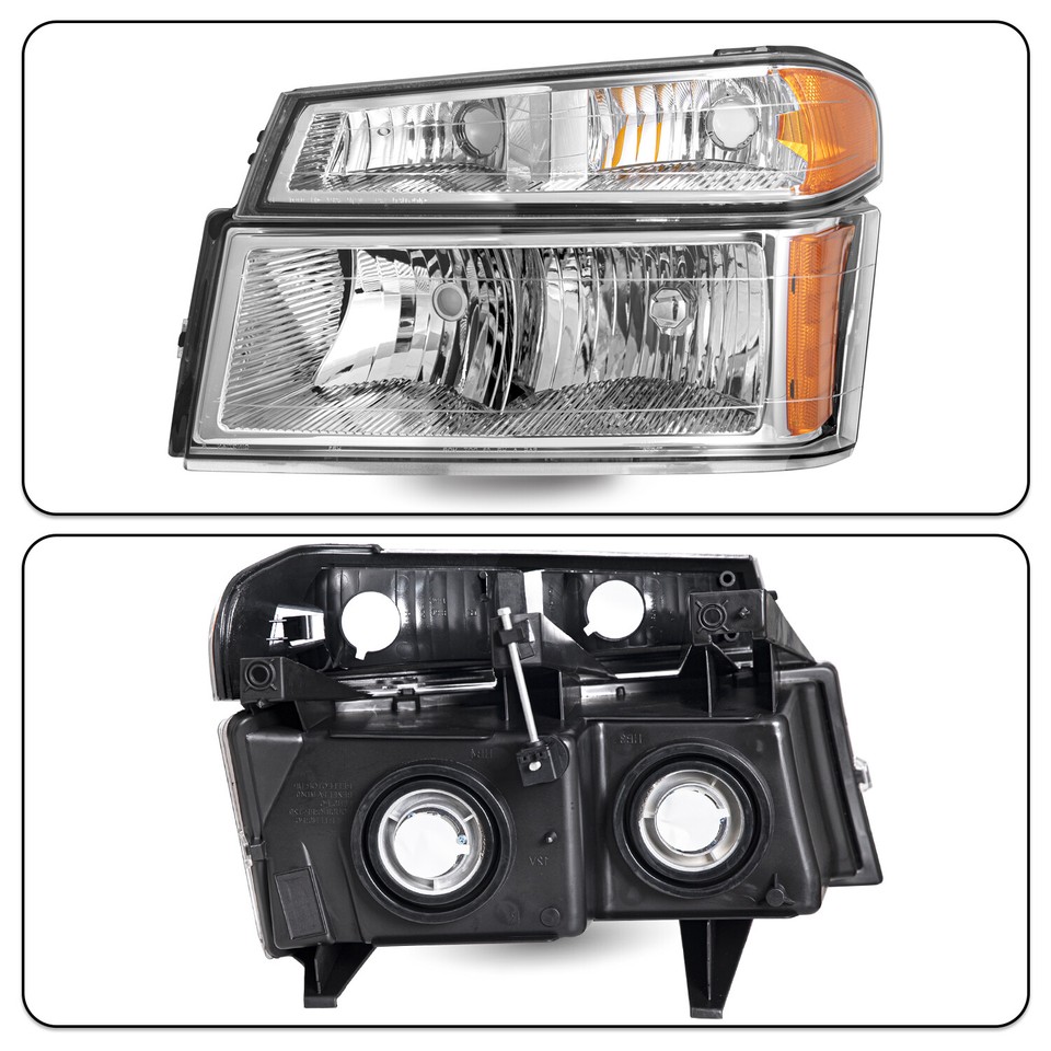 Spec-D Tuning Chrome Housing Clear Lens Headlights + Bumper Lights for