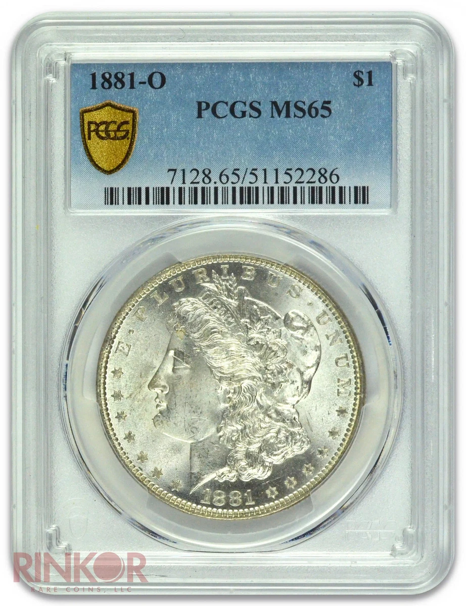 PCGS Certified MS 65 Graded 1881 Year Morgan US Dollars (1878-1921
