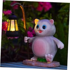 Solar Garden Outdoor Statues Cat with LED Solar Cat Statue with Solar Lantern
