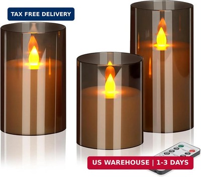 wemarry Flameless Candles 4'' 5'' 6'' Acrylic Glass Pillars 3'' Diameter Battery Ope