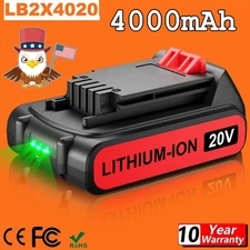 20V 8.0Ah MAX Lithium-ion Battery/Charger for Black Decker 20 Volt LBXR20 4.0Ah