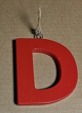 3.5" Red Wood Monogram Ornaments Letter "D"