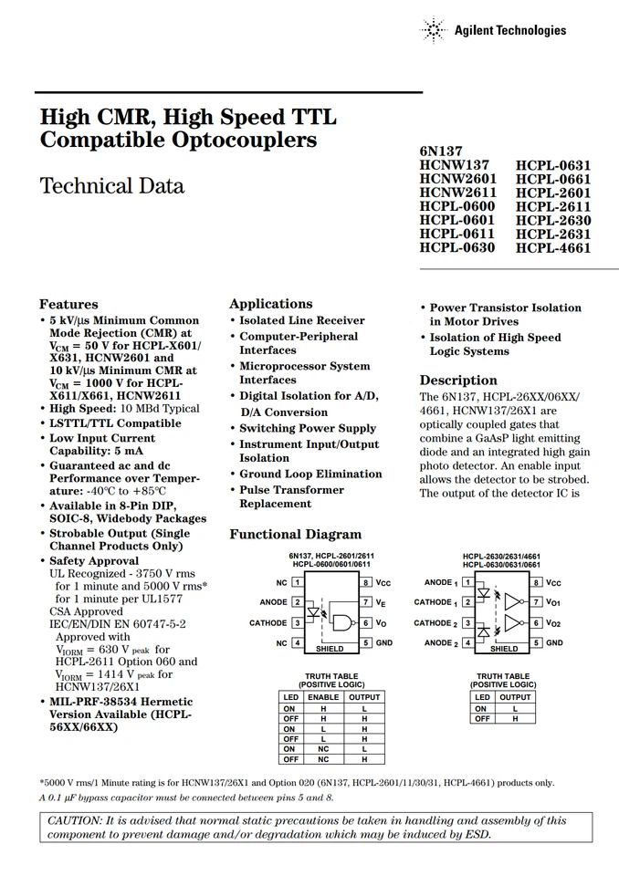 2PCS HCPL-2631 A2631 Agilent Dual Channel High CMR 10MBd Logic Gate Optocoupler - Image 3 of 4