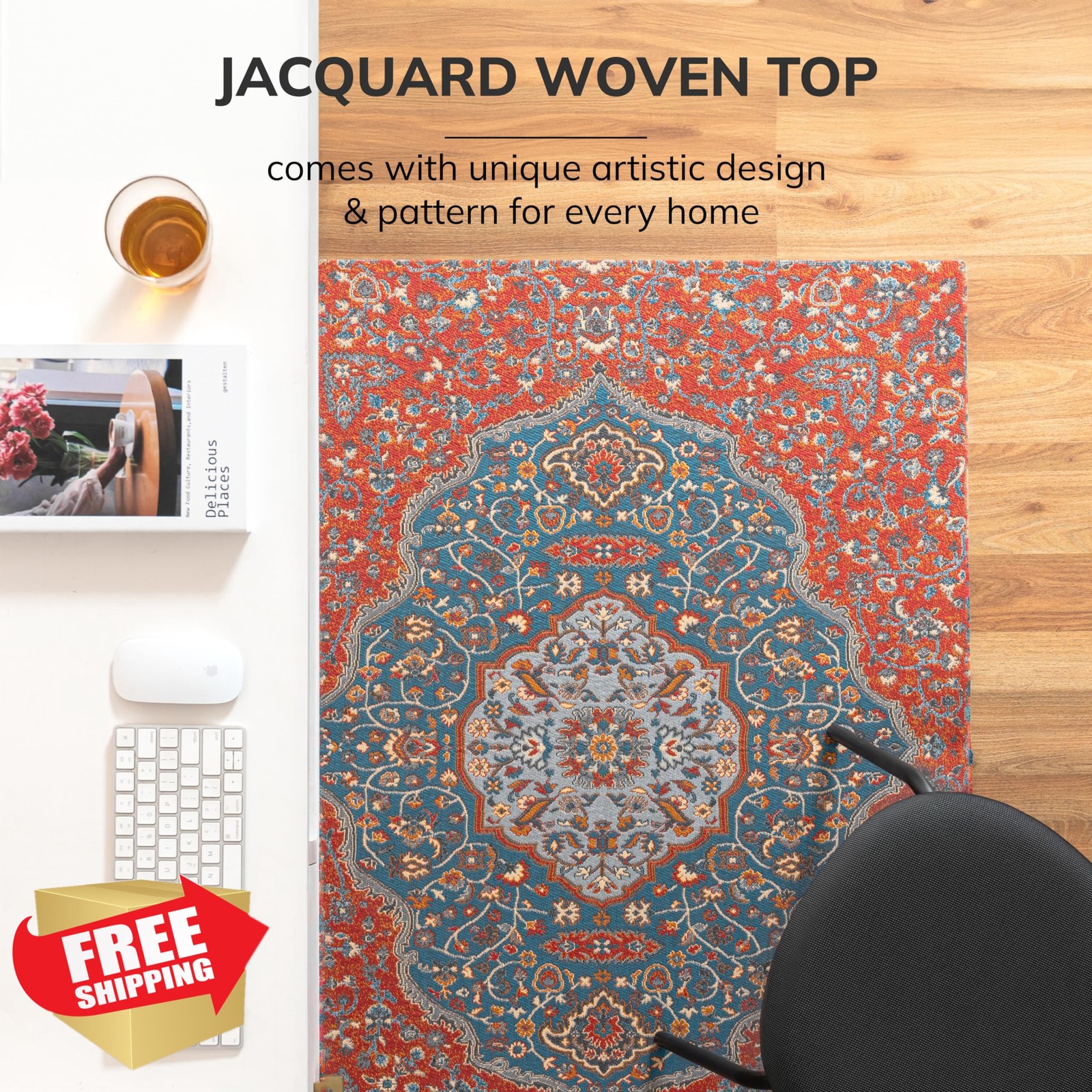 Anji Mountain 36x48 Office Chair Mat for Carpet Hardwood Low Pile Jacquard Woven