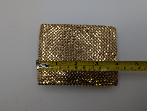 Vintage WHITING & DAVIS Gold Oromesh Mesh-mates Bi-fold Coin Purse Wallet W Box - Picture 9 of 11