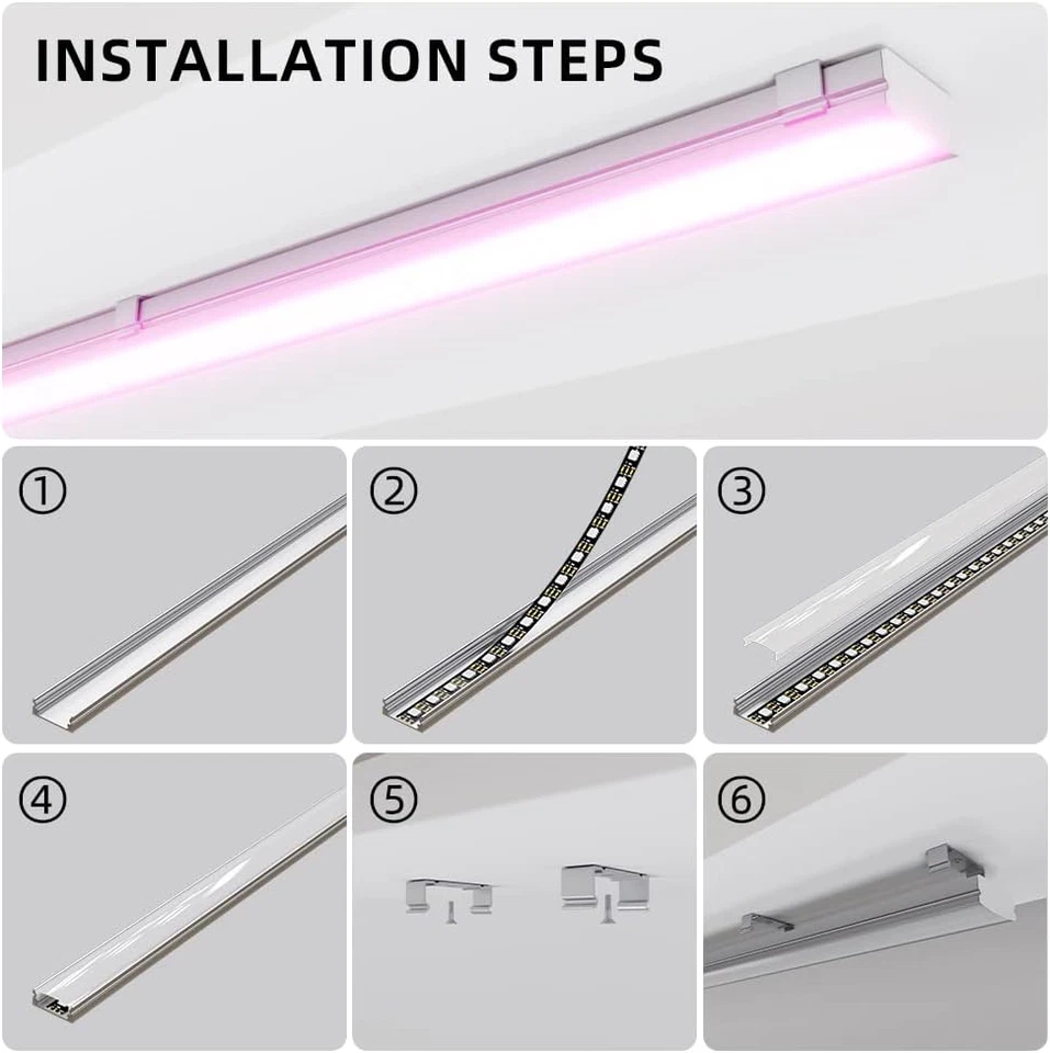 Led-Profil, 10 X 40CM Aluminiumprofil Mit Milchiger PC Abdeckung, Endkappen Und  - Bild 3 von 4