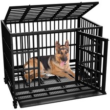 Vongrasig 38 Inch Heavy Duty Indestructible Dog Crate, Escape Proof Dog Cage ...