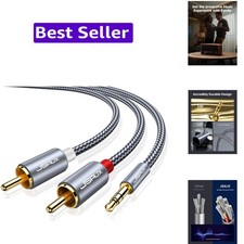 RCA to 3.5mm Cable 6.6ft, Aux to RCA Headphone Male to Male Jack Adapter Nylo...