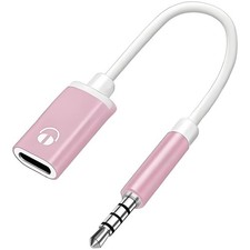 Zenarao Headphone Jack Adapter, 3.5mm Male to TypeC Female Audio Cable Pink