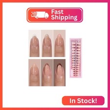 Jsiallye 6 Packs 180pcs French Tip Press on Nails Short Almond - French Soft Tip