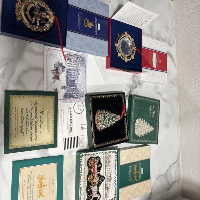 Lot of  4 White House Christmas Ornaments 2001,2002,2003,2008 In Original Boxes