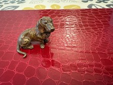 Antique Miniature Austrian Vienna Cold Painted Bronze Figurine Dachshund Dog