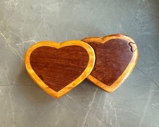 Hand Carved Vietnam Wooden HEARTS Puzzle Box Wood Art Secret Compartment 6 wide