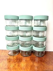 12 Sage Spoonfuls Glass Big Batch 2oz Jars With Lids Baby Food