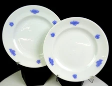 Staffordshire Porcelain Chelsea Sprig 2 Pc Antique 7 1/8" Dessert Plates 1906-30