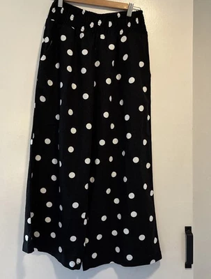 C&C California Women's Linen Blend Wide Let Polka Dot Pants Size L Pockets - Image 1 of 4