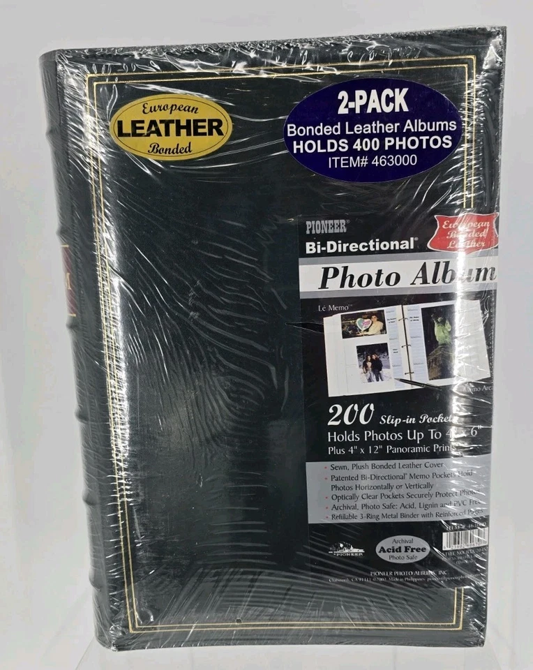 工厂密封先锋 2 件装粘合皮革相册可容纳 400(4x6) #463000 — 第 2/4 张图片