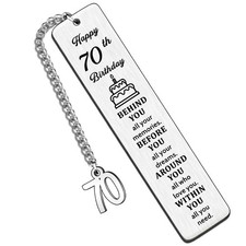 HULALA Happy 70th Bookmark Birthday Gifts for Women Men Best One Size, Silver 