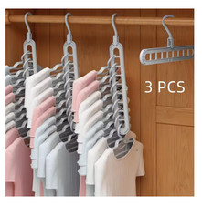 3 Stück, Kunststoff 9-Loch faltbare Kleiderbügel, strapazierfähig platzsparend Kleidung Organizer