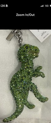 NWT COACH LARGE CRYSTAL REXY GREEN BAG CHARM NICKEL CCD22 RARE | eBay