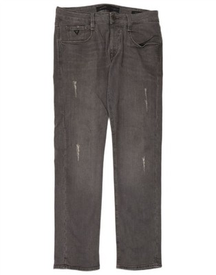 Guess Herren Distressed Slim Jeans W31 L33 Grau Baumwolle ED70