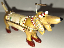 DEPT 56 KRINKLES PATIENCE BREWSTER DACHSHUND DOG JEWELED ENAMEL TRINKET PILL BOX