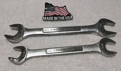 2pc CRAFTSMAN 19/32''×11/16''& 1/2''×9/16'' VV OPENED END WRENCH ''VINTAGE '' SET SAE
