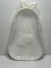 Vintage Rare White Milk Glass Pear Shaped Dish Candy Nuts Fruit Spoon Rest