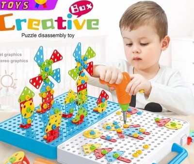 3D STEM Building Blocks Screw Driver Kit   Kids Educational Puzzle Tool Set Toy