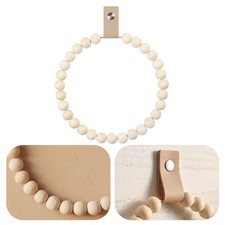 10 pcs Handmade Boho Towel Ring - Rustic Wooden Bead Hand Towel Rack Wall