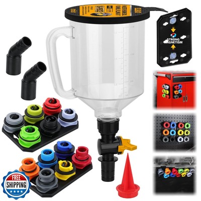 18-Piece Engine Oil Funnel Kit, 1.59QT/ 1.5L Automotive Coolant Funnel Set, 1