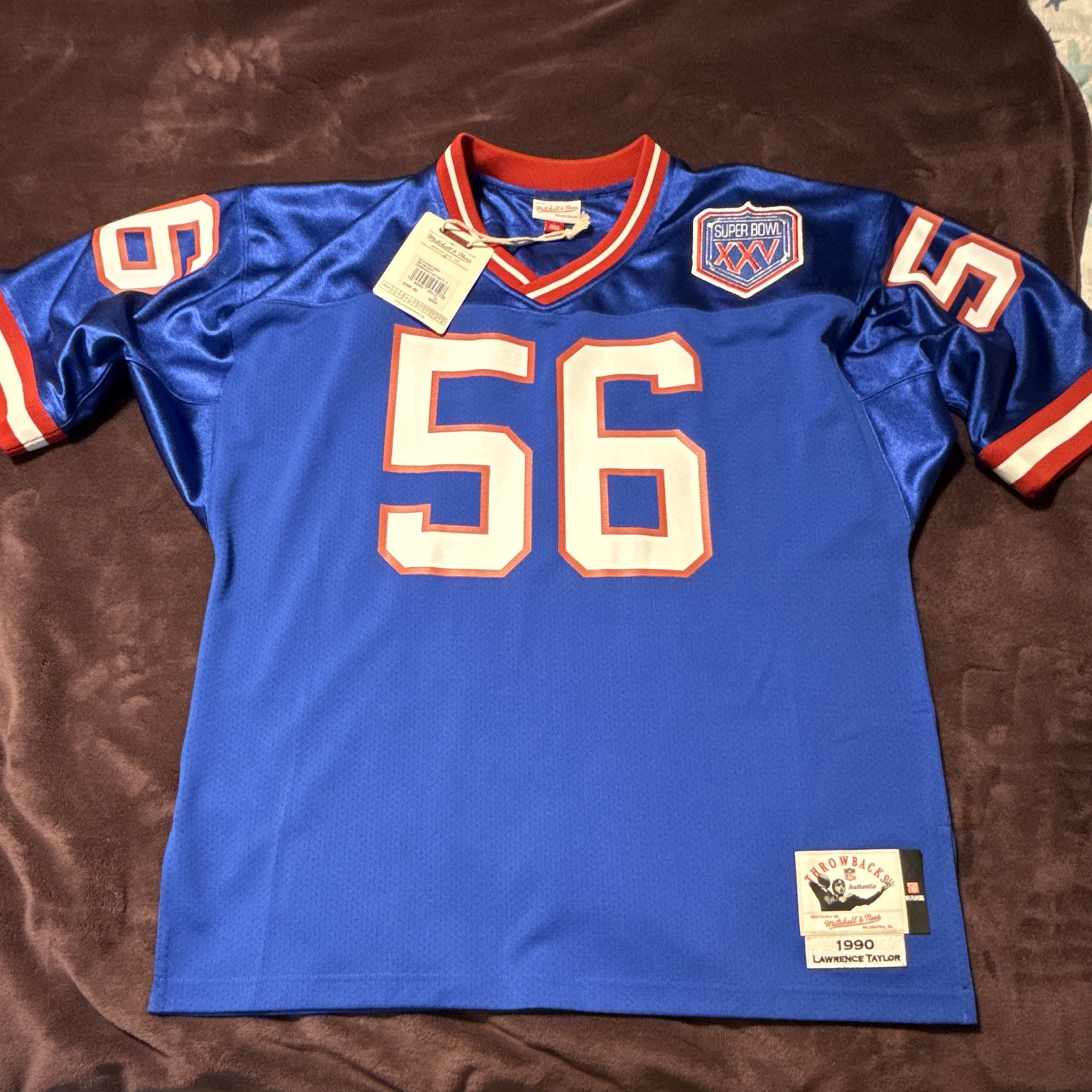Mitchell & Ness Giants Lawrence Taylor #56 Blue NFL Jersey 48 XL