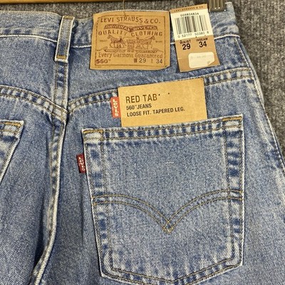 VTG Levis 560 Jeans Men 29x34 Blue Loose Fit Tapered Leg Baggy Y2K USA Deadstock