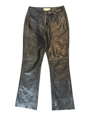 Vintage Margaret Godfrey 100 Genuine Leather Classic Black Pants Womens Size 4