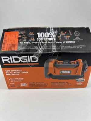 #ad RIDGID 18V Dual Function Cordless Inflator Tool Only w Valve Adapter Nozzles $69.95