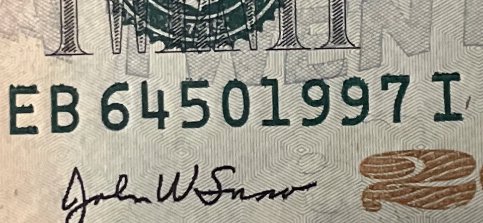 1997 Birth Year Ink Error Twenty Dollar Federal Reserve Note - Image 4 of 4