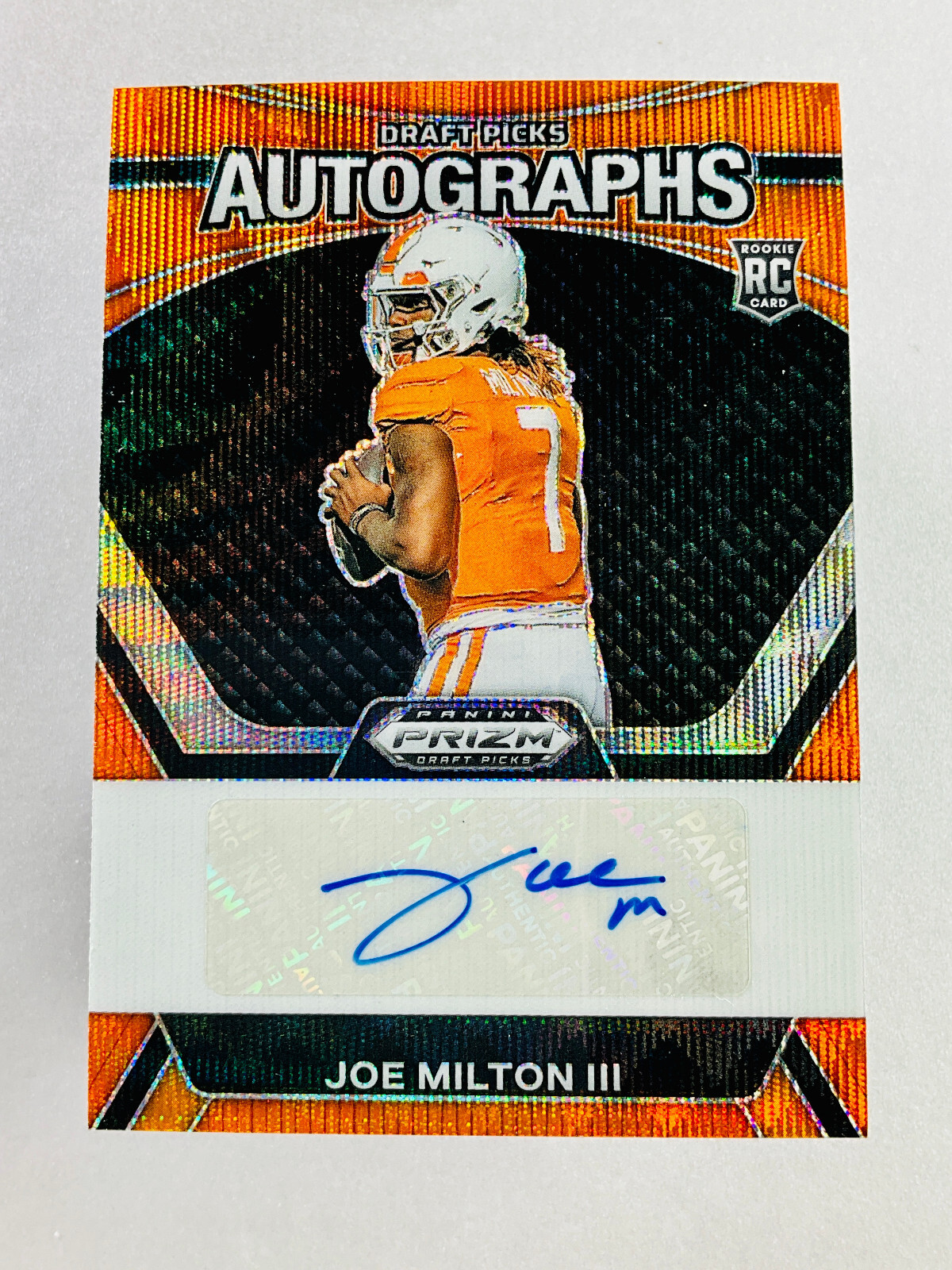 2024 Panini Prizm Draft Joe Milton III Orange Wave Auto RC /75 - Color Match!