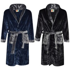 Kids Boys Girls Bathrobe Designer Plain Dressing Gown Night Lounge Wear 2-13 Yrs