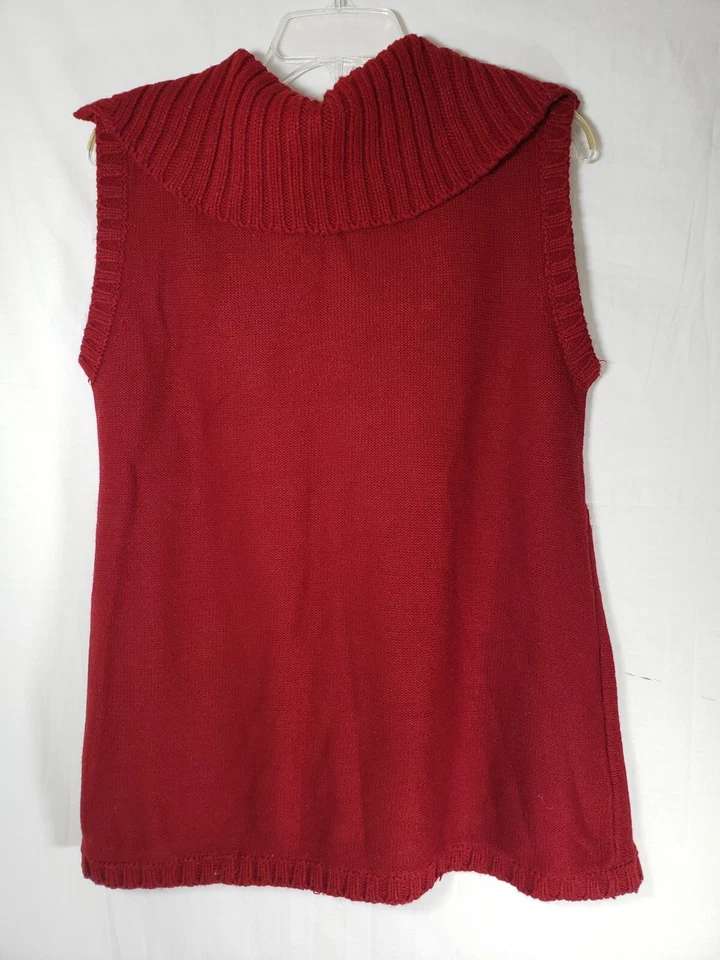 Suéter Allison Brittany Rojo Grande 3 Botones Sin Mangas Talla L Foto 3 de 4