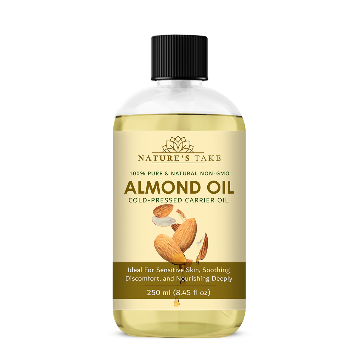 Pure Cold Pressed Almond Oil For Skin & Hair - 100% Natural, Unscented Carrier Oil - Multiple Sizes Available