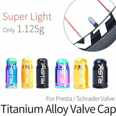 #ad RISK 2pcs Titanium Bicycle Valve Caps Bike Tire Conversion Gas Dust Cover $12.08