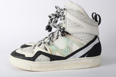 Marc by Marc Jacobs Ninja Hi Tech White Mesh Lace Up High Top Sneakers Size 36